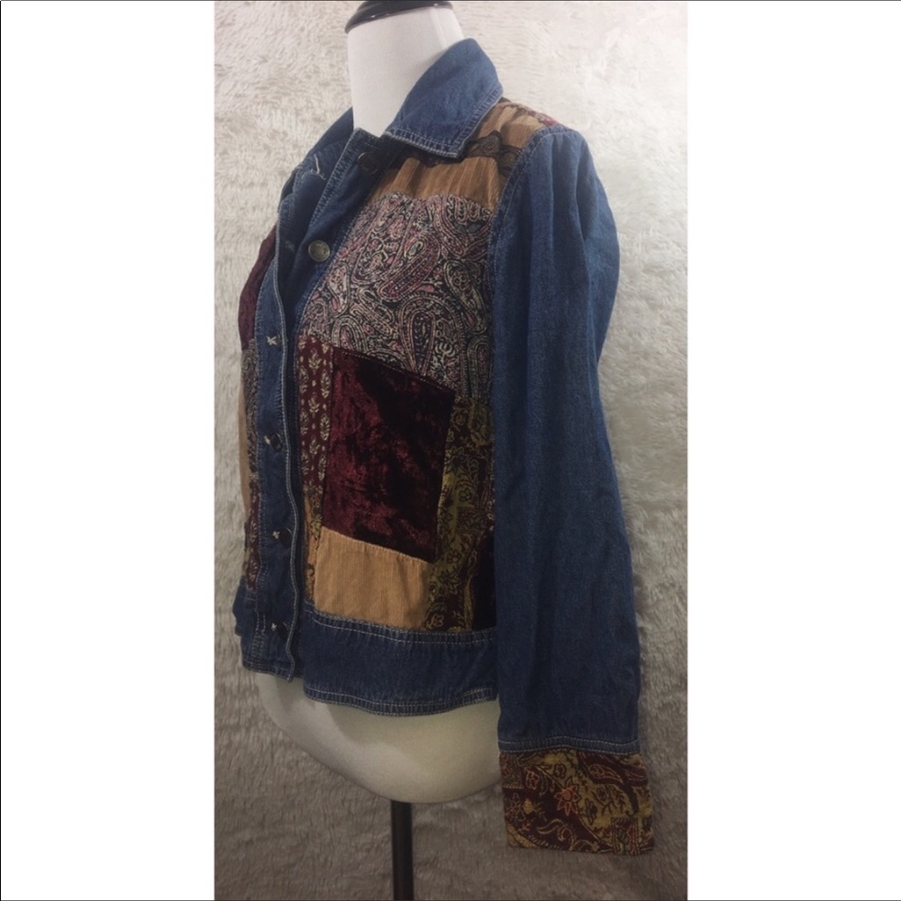 J Jill Out Of The Blue Patchwork Denim Jacket SP - Picture 3 of 6